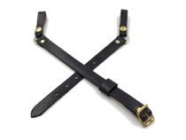 3 Piece Black Strap, Gold Buckle, Plain Black Leather