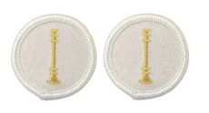 Single Bugle Metallic Gold on White 1.5" Circle, PAIR