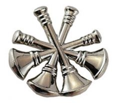 Deputy Chief 4 SILVER Bugles Collar Insignia, 3/4" High Clutch Back